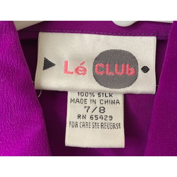 Vintage 80s Lé Club Purple Silk Skirt & Blouse Set Size 7/8 RBB10716 EUC 100% Si - Picture 4 of 8